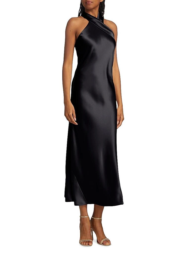 Galvan Pandora Satin Halterneck Midi-Dress 3