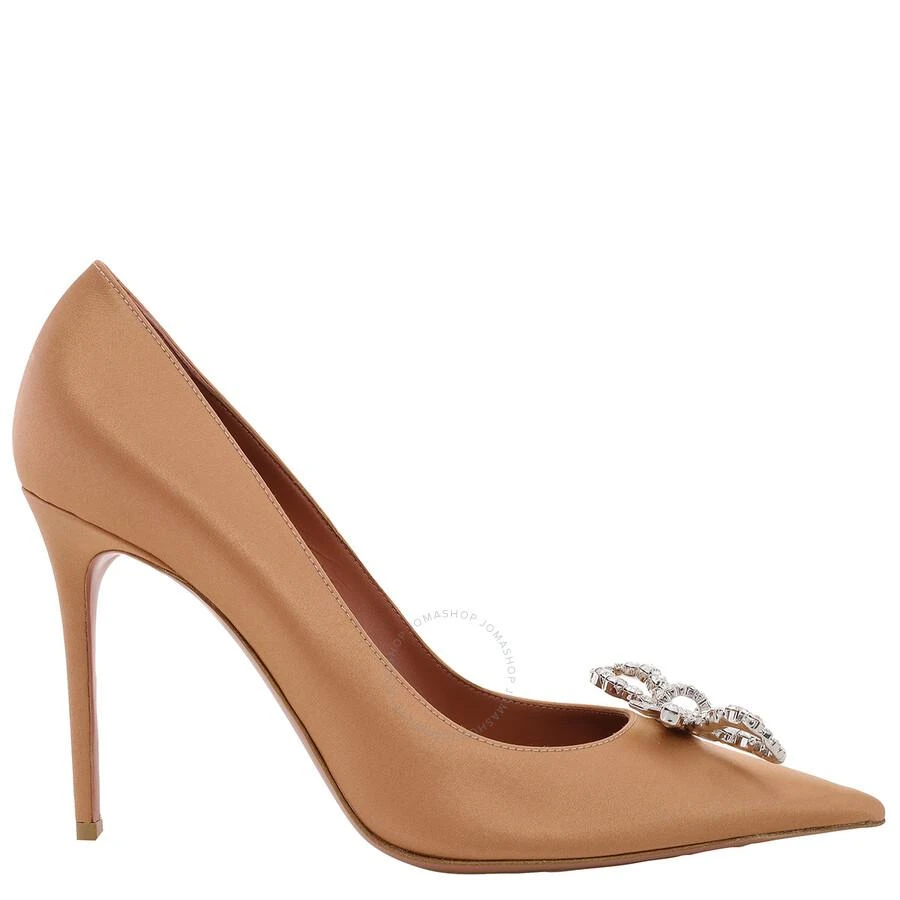 Amina Muaddi Open Box - Amina Muaddi Ladies Satin Latte Rosie Pump Heels 1