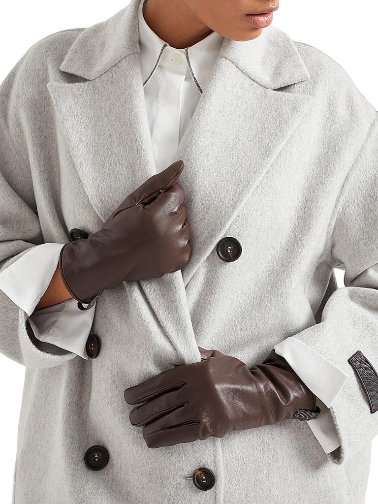 Brunello Cucinelli Nappa Leather Gloves with Monili
