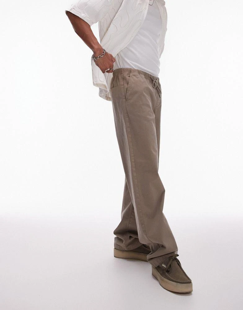Topman Topman straight trousers in khaki 3