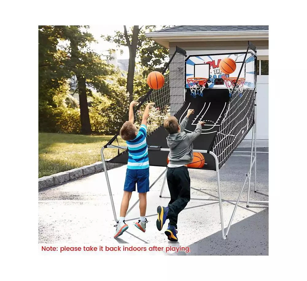 Slickblue Foldable Dual Shot Basketball Arcade Game with Electronic Scoring System 7