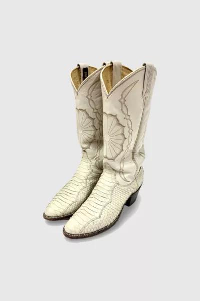 Urban Outfitters Vintage 1980’s Dan Post White Python Cowboy Boots