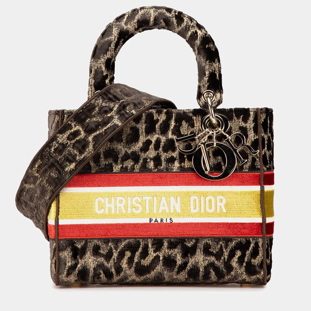 Dior Dior Brown Mizza Medium Embroidered Velvet Leopard Lady D Lite Bag 1