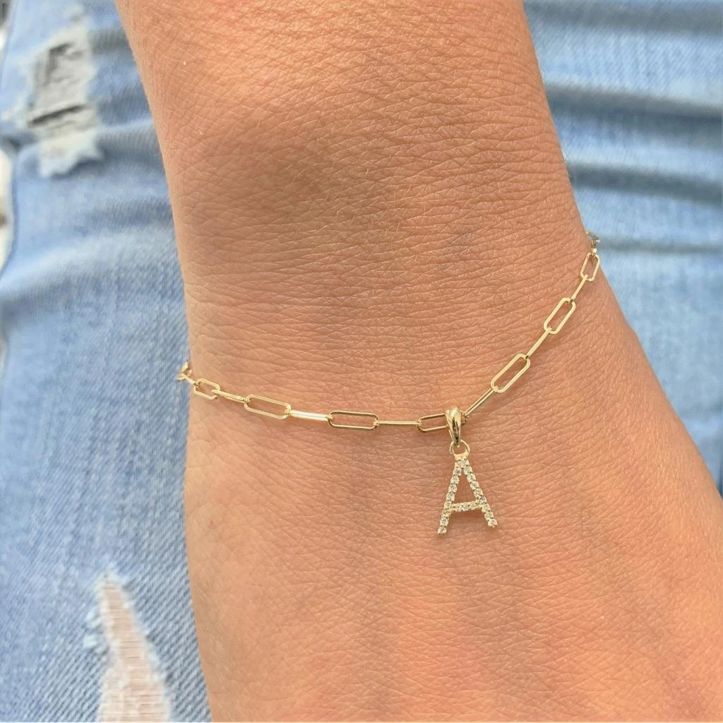 Sabrina Designs 14k White Gold & Diamond Initial Link Bracelet 6