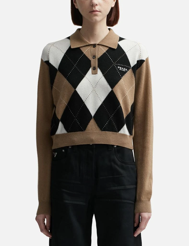 Prada Maglieria Cashmere Argyle Sweater 1