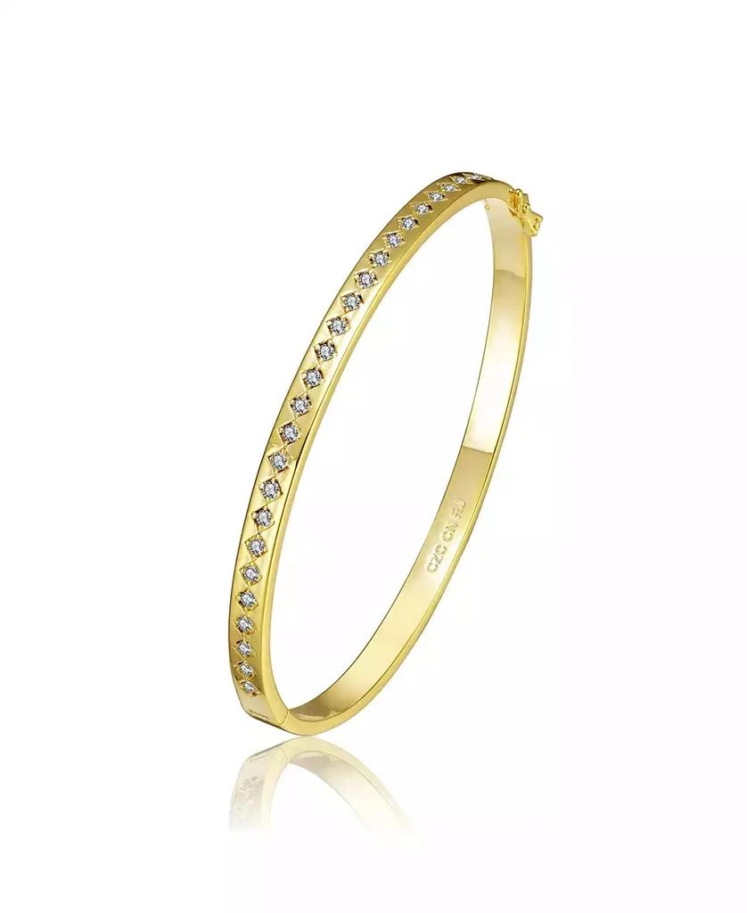 Rachel Glauber Classic 14K Gold Plated CZ Slim Band Bangle Bracelet