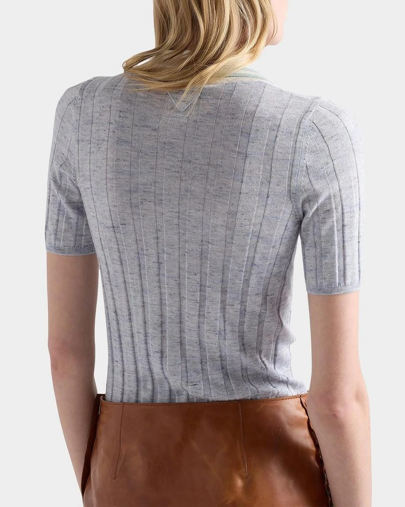 Prada Cashmere Silk Linen Rib Polo Sweater 3