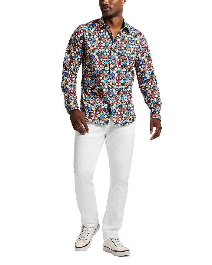 Chemise Homme Robert Graham 100% Coton à Rayures Rouges - Taille L, Manches Longues, Occasion Très Bon état