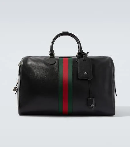 Gucci Web Trademark Medium leather duffel bag