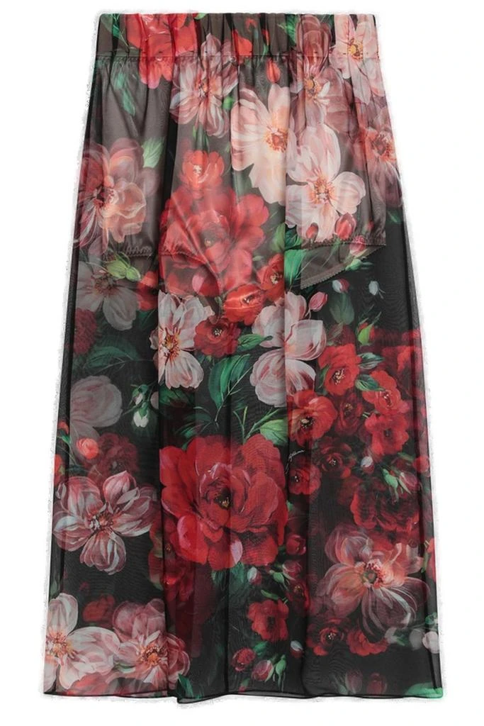Dolce & Gabbana Dolce & Gabbana Rose Printed Chiffon Calf-Length Skirt 1