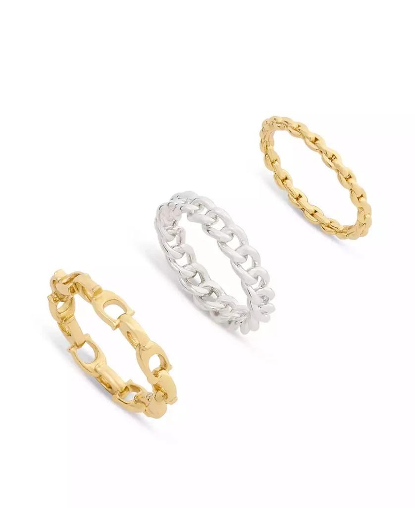 Coach Two-Tone Signature C Mixed Chain Ring Set 2