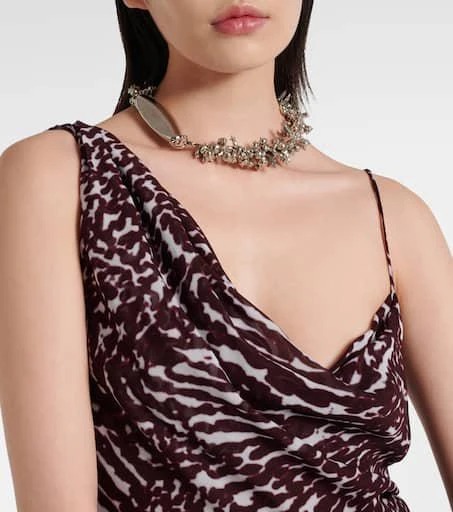 Dries Van Noten Printed draped one-shoulder midi dress 4