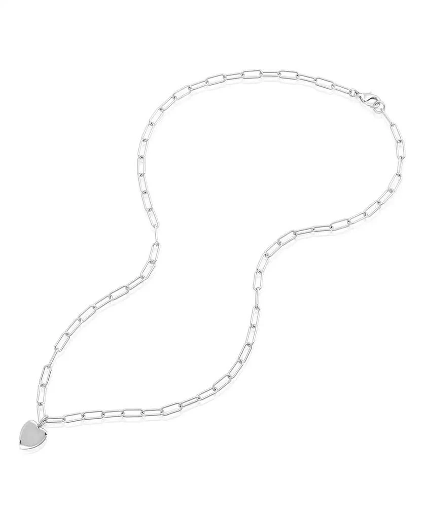 ADORNIA Tarnish Resistant Silver Heart Charm Paper Clip Chain Necklace 2