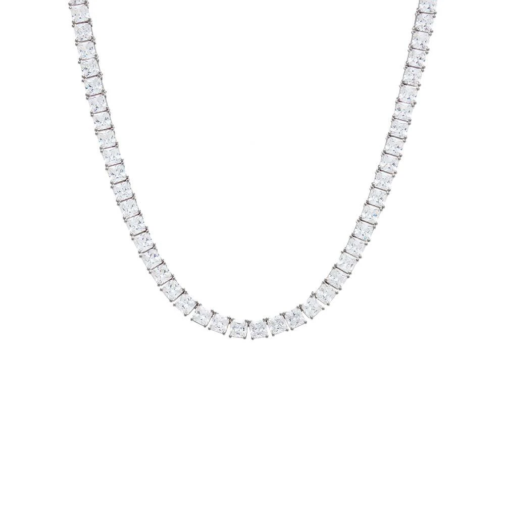 Adina Eden CZ Princess Cut Tennis Necklace 4