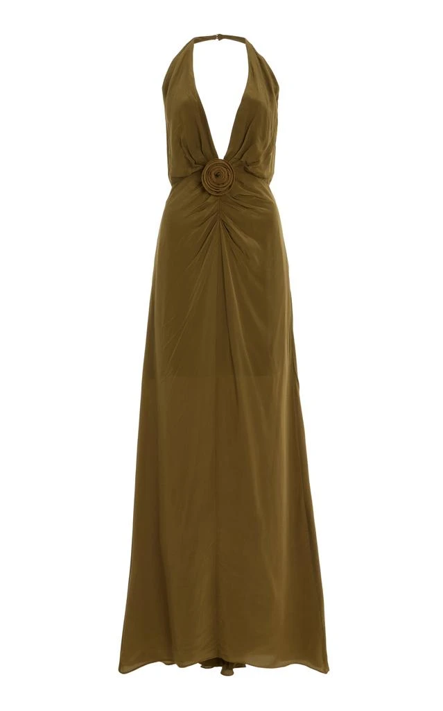green emerald velvet dress Rent De La Vali Lori Dress