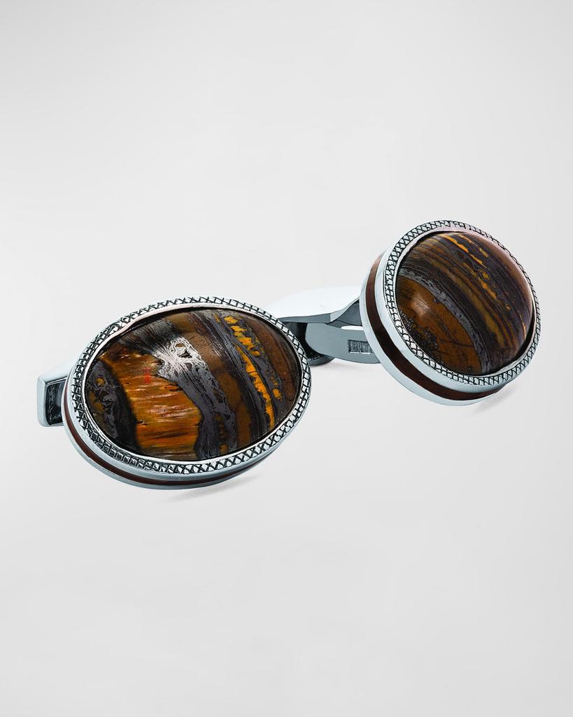 Tateossian Men's Tiger Iron Oval Cufflinks