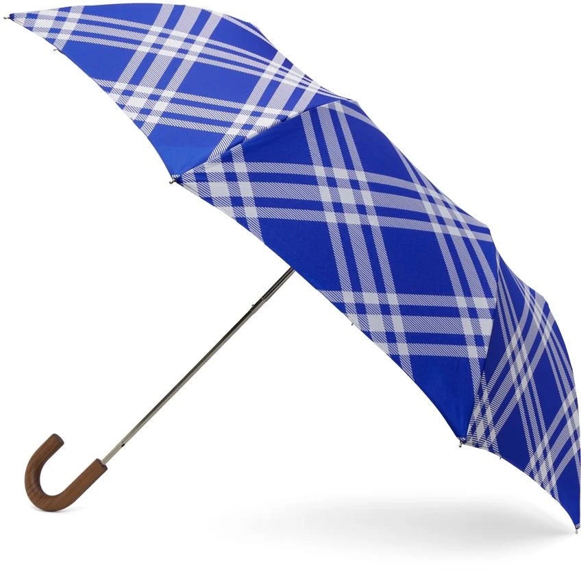 Burberry Blue & White Check Folding Umbrella 2