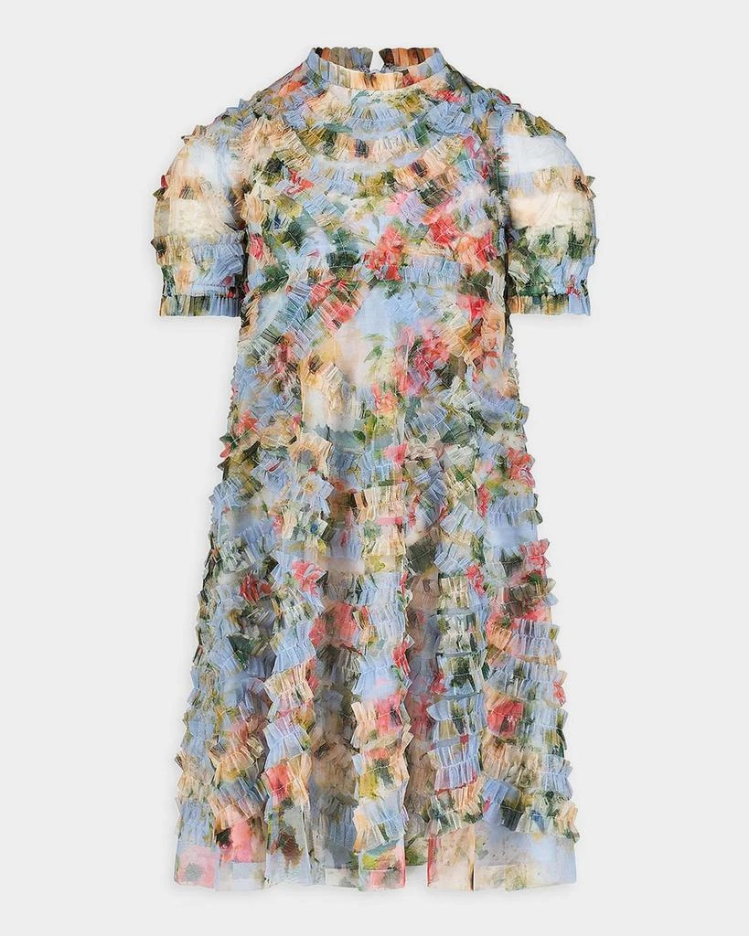 Mac Duggal Girl
s Floral Mesh Ruffle Dress, Size 2-14