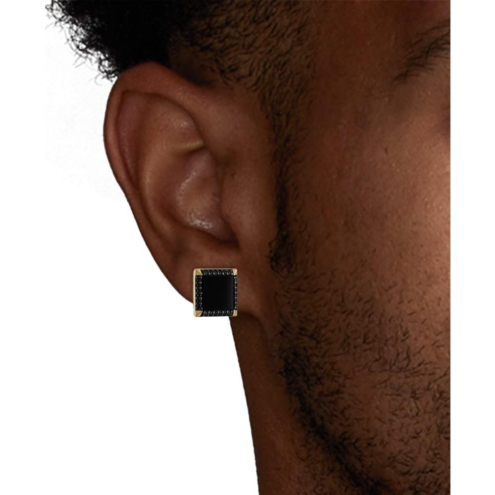 Esquire Men's Jewelry Men's Onyx & Black Spinel Square Stud Earrings in 18k Gold-Plated Sterling Silver, Created for Macy's