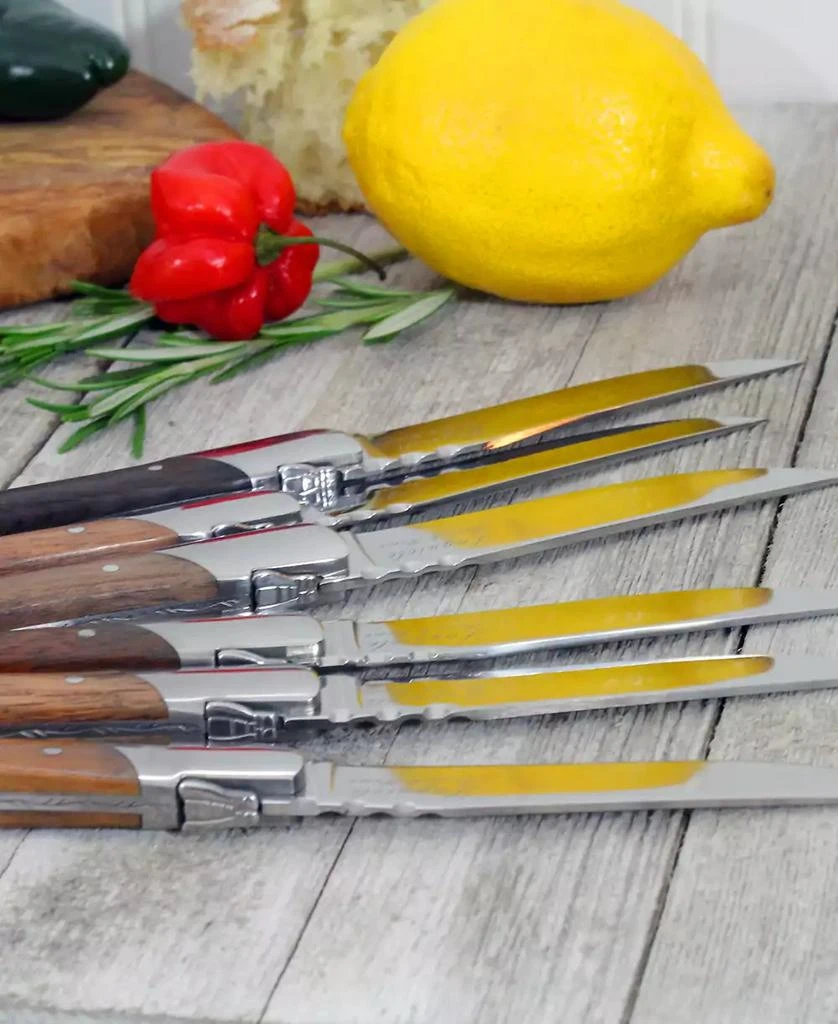 French Home Set of 6 Laguiole Connoisseur Assorted Wood Steak Knives 4