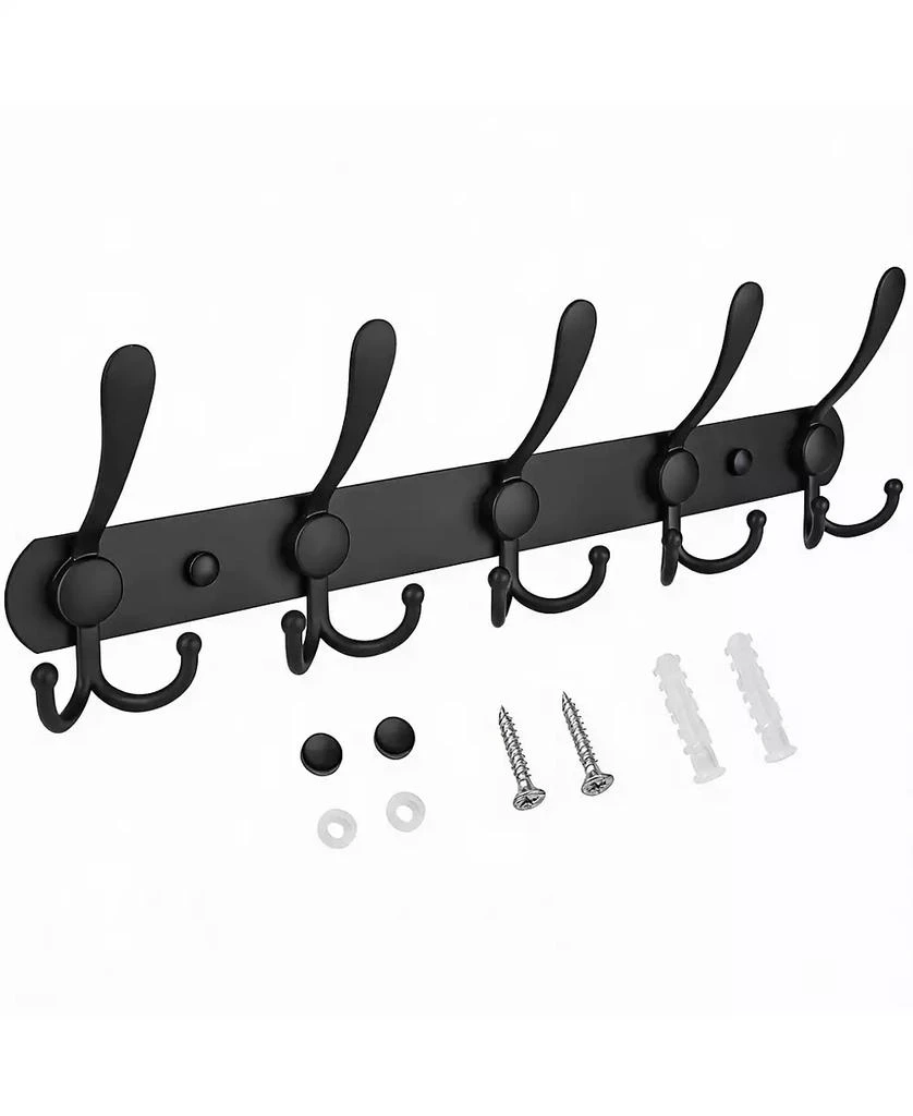 YIGII Premium Metal Wall-Mounted Coat Rack, 5 Tri-Hooks, Multiple Colors