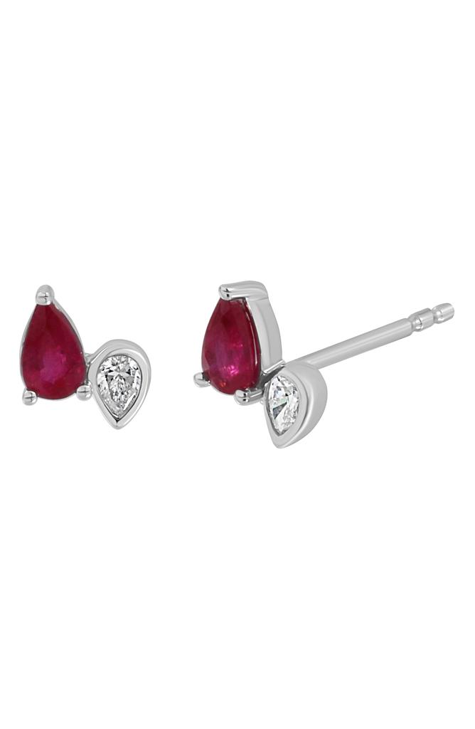 Bony Levy El Mar 18K White Gold Diamond & Ruby Stud Earrings