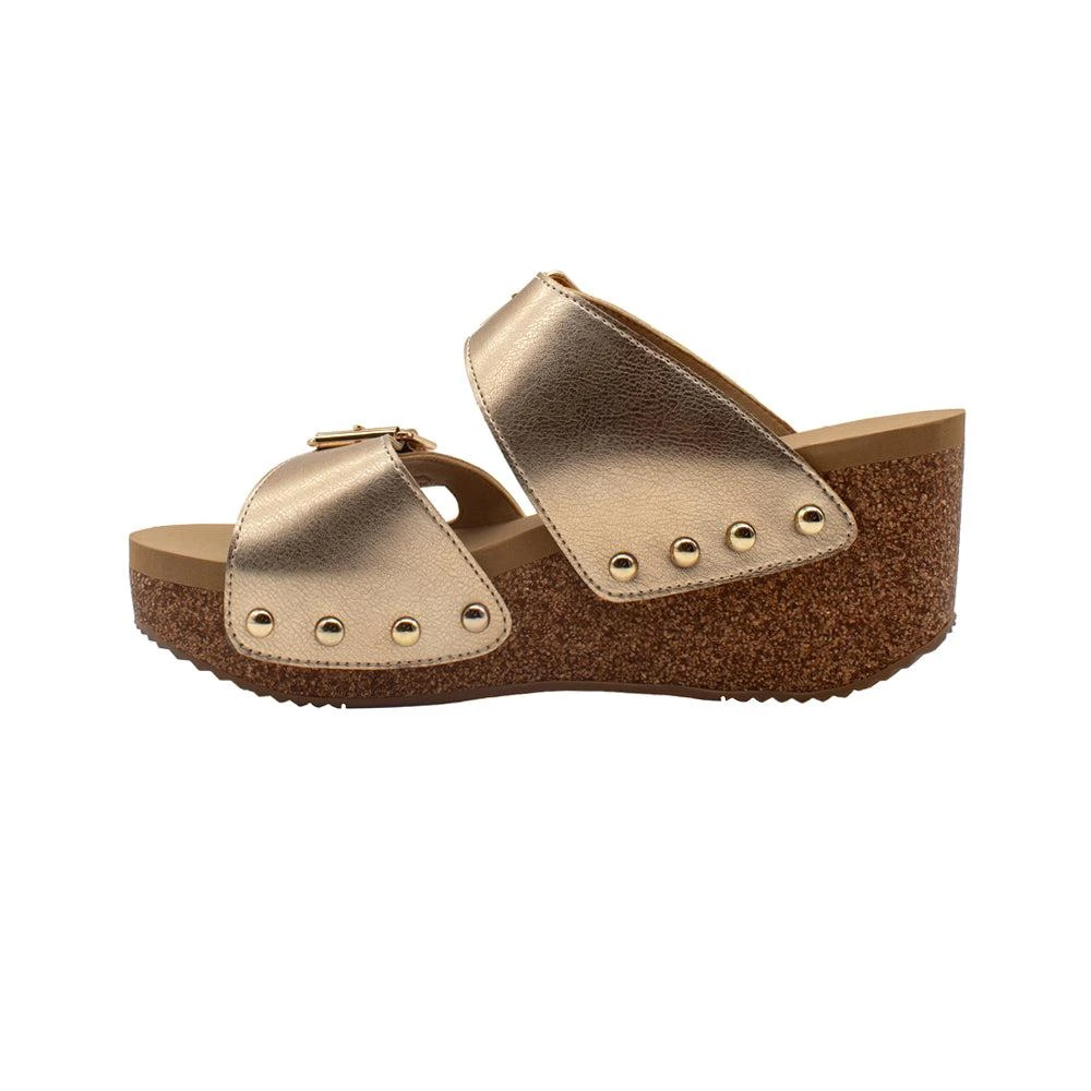 VOLATILE Gertrude Metallic Slide Wedge Sandals 3
