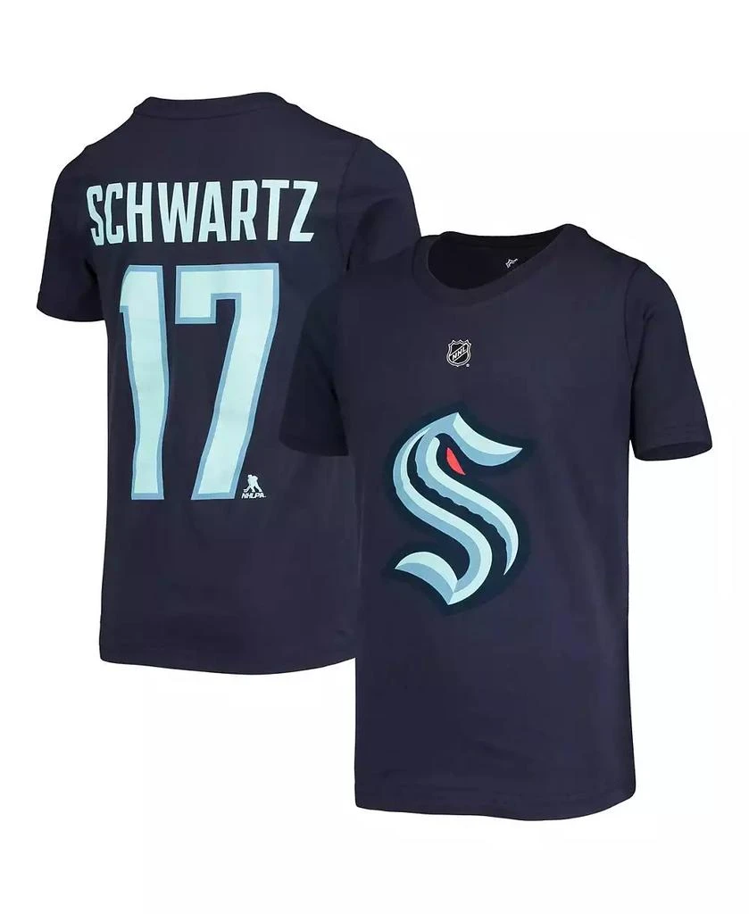 Outerstuff Big Boys Jaden Schwartz Deep Sea Blue Seattle Kraken Name and Number T-shirt 1