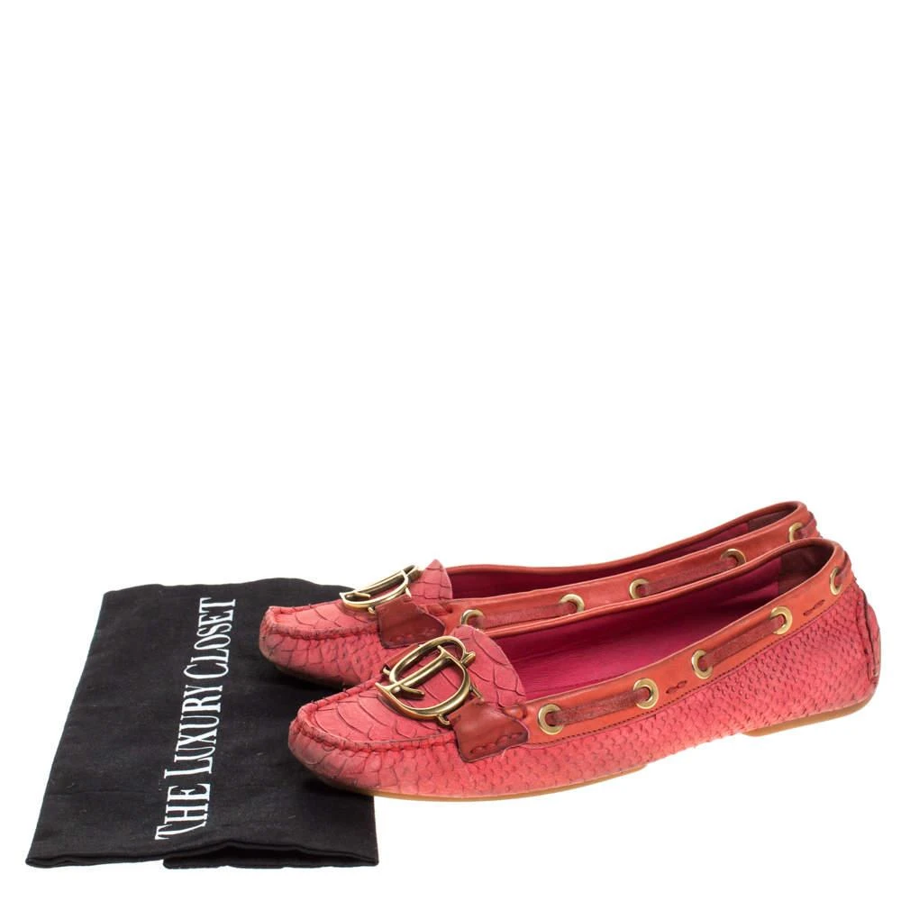 Dior Dior Pink Python Leather CD Logo Loafers Size 38 8