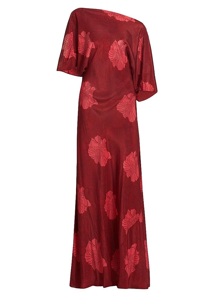Eywasouls Malibu Grace Floral Silk Asymmetrical Bias-Cut Maxi Dress 1