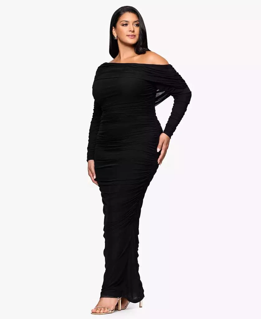 Plus Size Long Ruched Mesh Dress  On Sale Now with Up to 51% Off |  Discover Exclusive Deals & Savings at BeyondStyle  Authentic Betsy & Adam  dress|women's fashion|dresses with Limited-Time