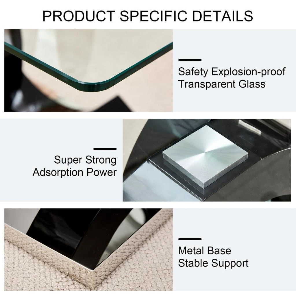 Streamdale Furniture Streamdale Modern Rectangular Tempered Glass Dining Table with OC-Type MDF Legs 6