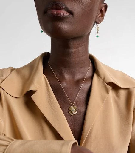 Ileana Makri Lucky Clover 18kt gold pendant necklace with gemstones 2