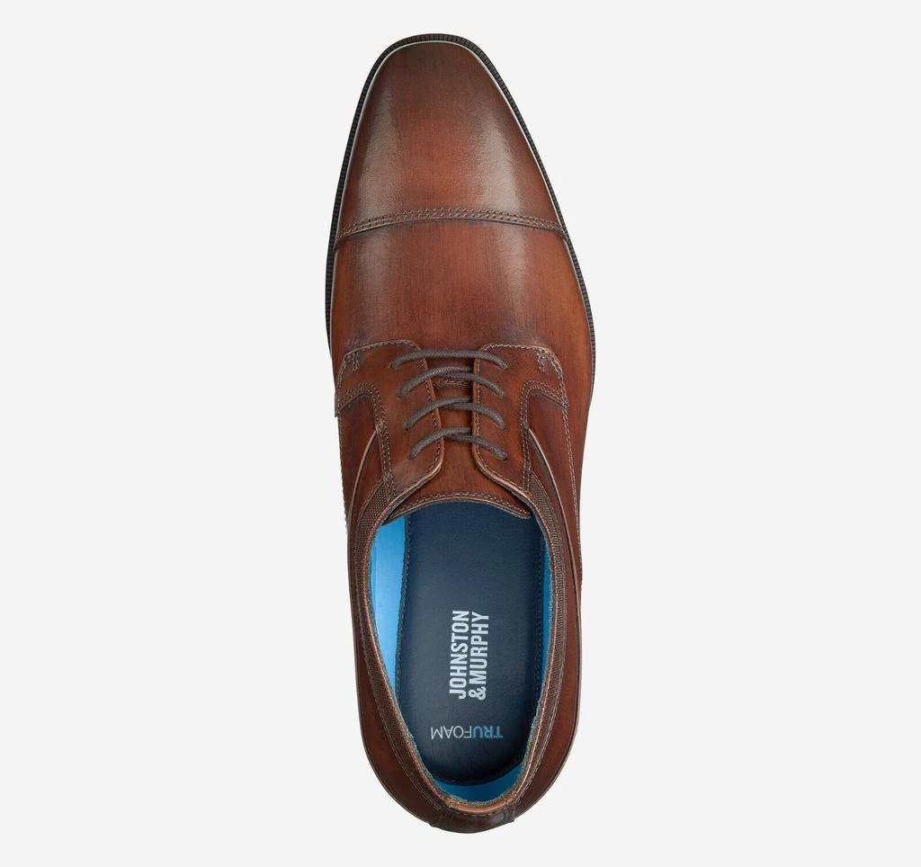 Johnston & Murphy Gibbons 15-8665 Men 9 Brown Leather Cap Toe Dress Shoes KHD216 3