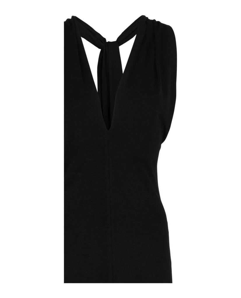 Salvatore Ferragamo Plunging Sleeveless Fringe-Hem Midi Dress 3