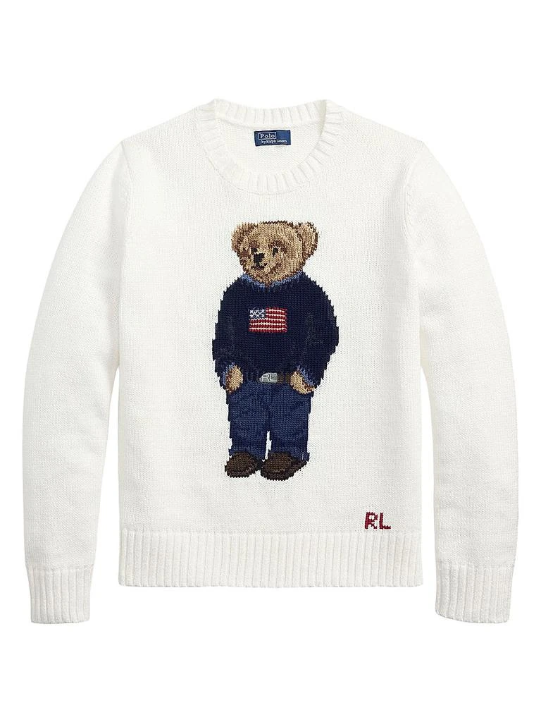 Ralph Lauren Cotton-Linen Crewneck Bear Sweater 1