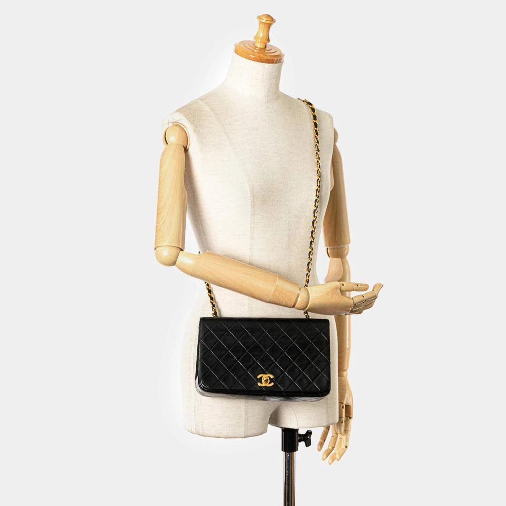 Chanel Chanel Black Lambskin Leather CC Quilted Full Flap Bag 4