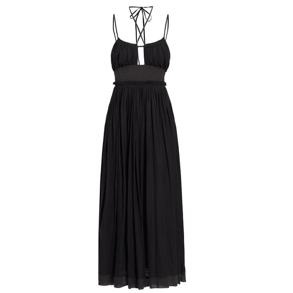 Ulla Johnson Women Freya Cut Out Cotton Jersey Midi Dress Noir 1