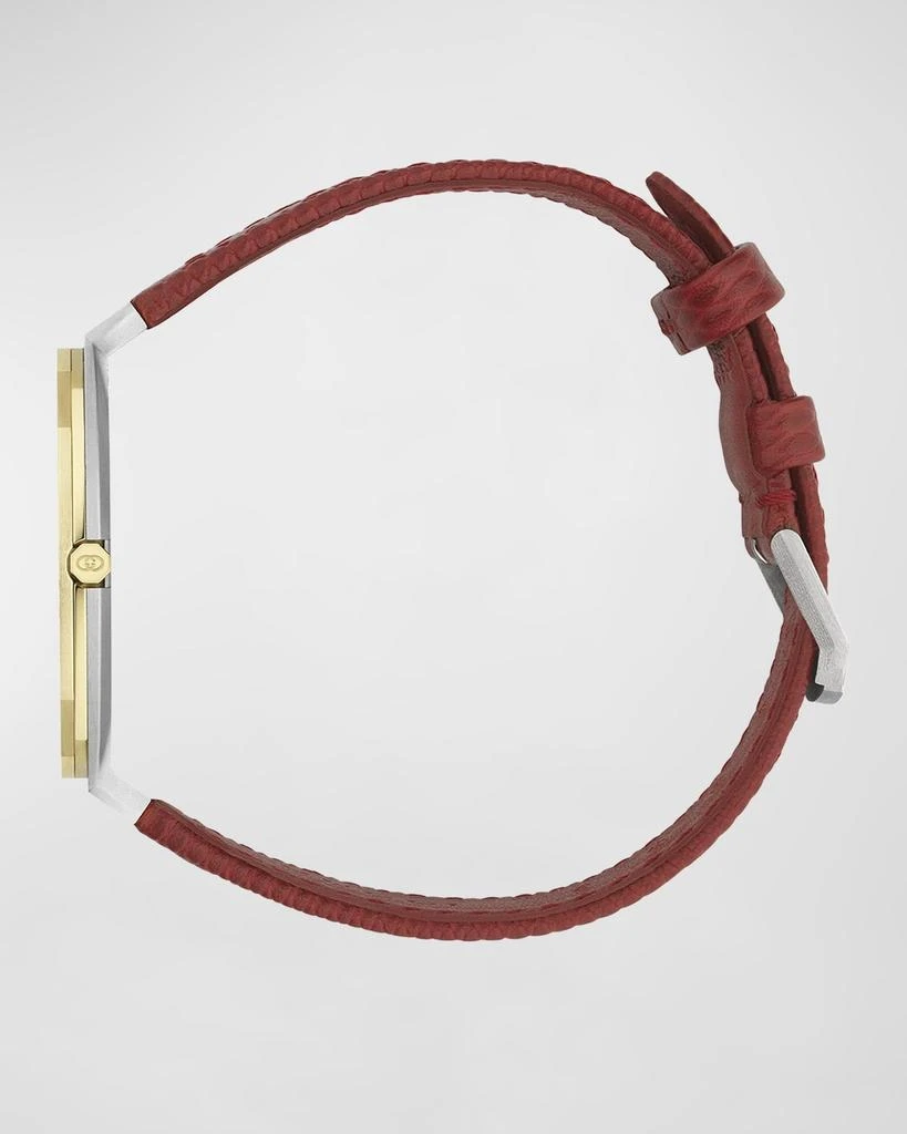 Gucci 34mm 25H Quartz Watch with Leather Strap, Red 3