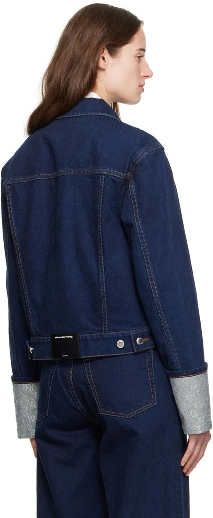 Alexander Wang Indigo Crystal Cuff Denim Jacket 3