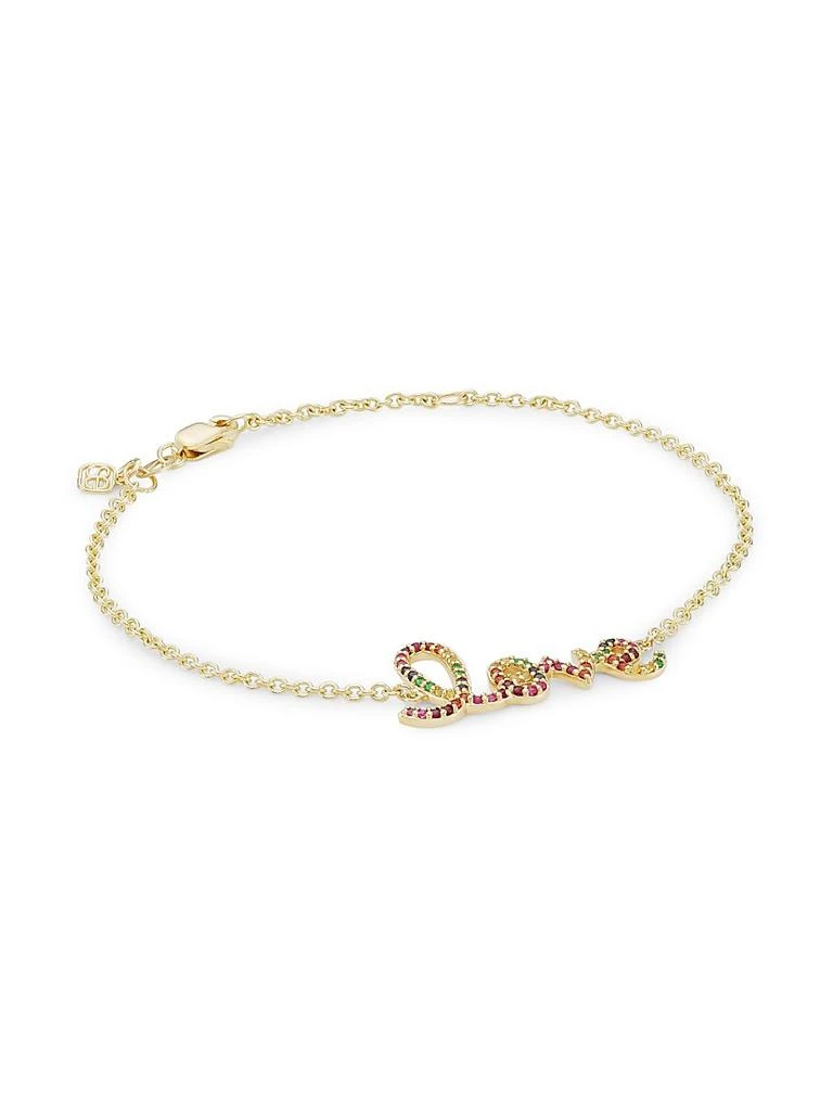 Sydney Evan 14K Yellow Gold 
Multi-Stone Rainbow 
Love
 Charm Bracelet