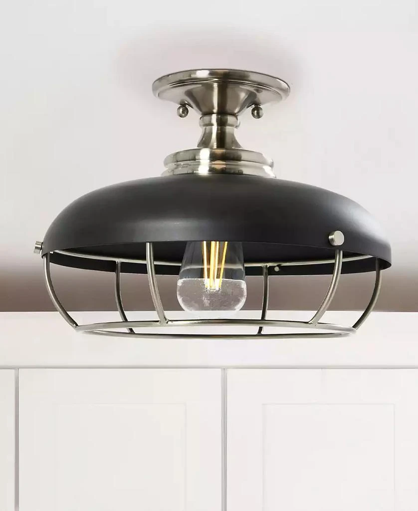 Robert Stevenson Lighting Presley - Caged Dome Metal Semi-Flush Mount Ceiling Light Brushed Nickel 6