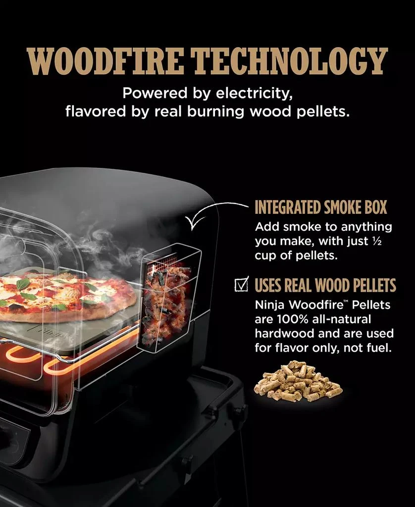 Ninja Woodfire Pizza Oven, 8-in-1 Outdoor Oven, 5 Pizza Settings, Up to 700 Fahrenheit High Heat, BBQ (Barbecue) Smoker - OO101 9