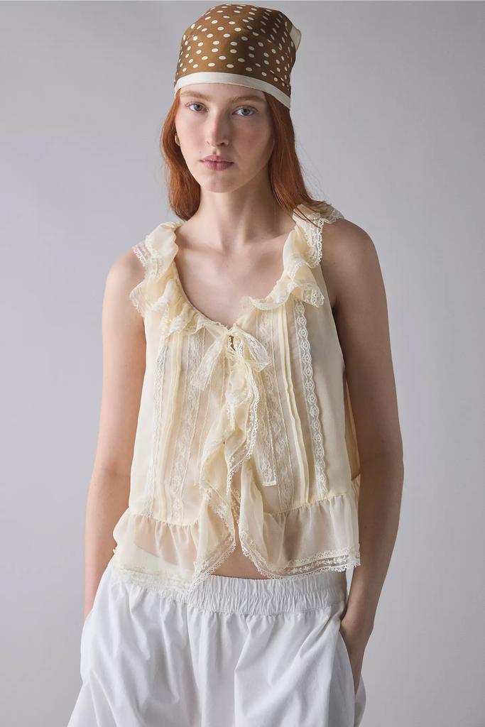 Kimchi Blue Kimchi Blue Cassie Cascading Ruffle Lace Trim Sleeveless Blouse