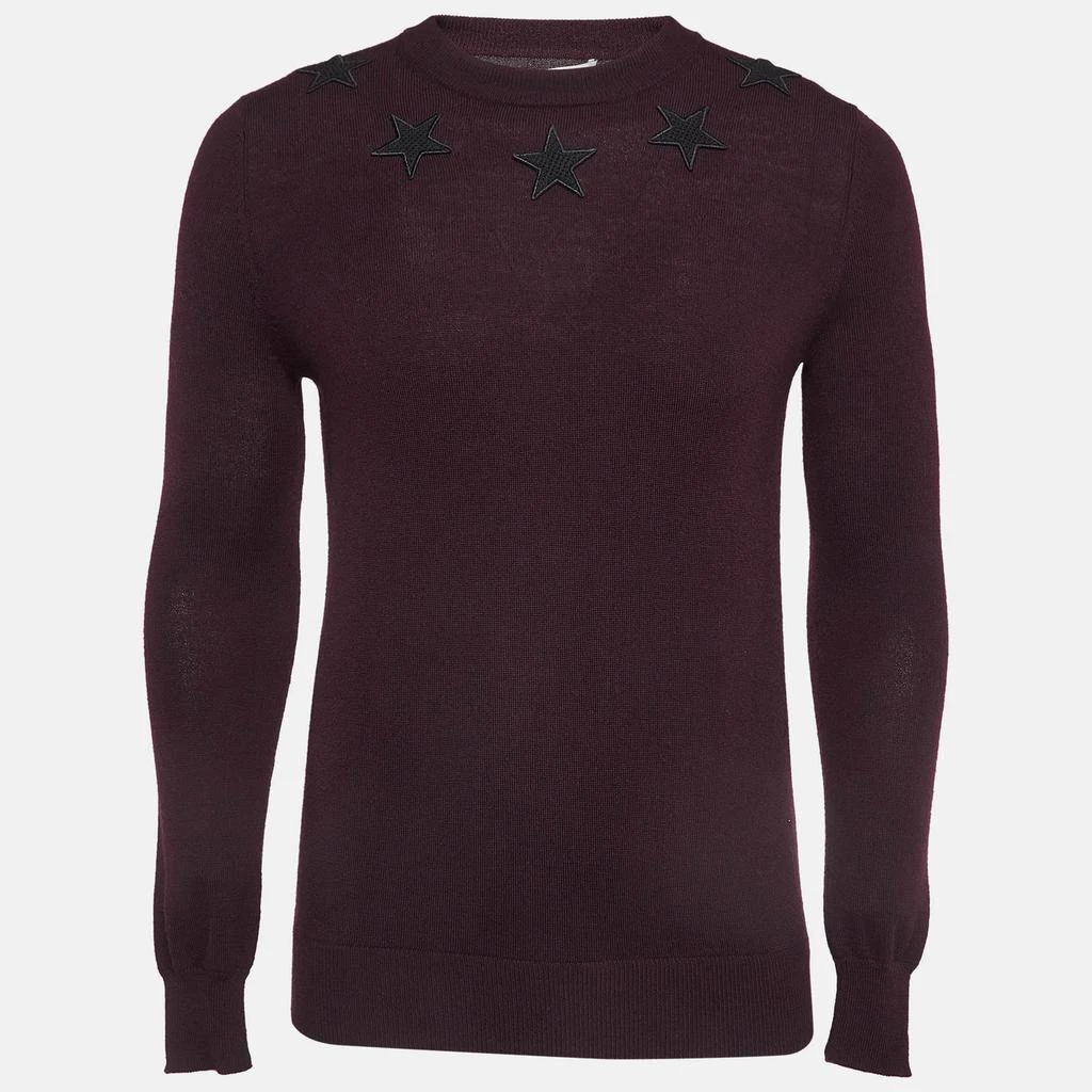 Givenchy Givenchy Burgundy Wool Knit Star Badge Detail Sweatshirt XS 1