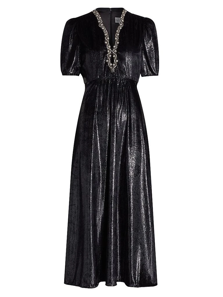 Saloni Tabitha Metallic Velvet Midi Dress 1