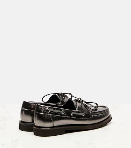 Brunello Cucinelli Monili metallic leather boat shoes 2