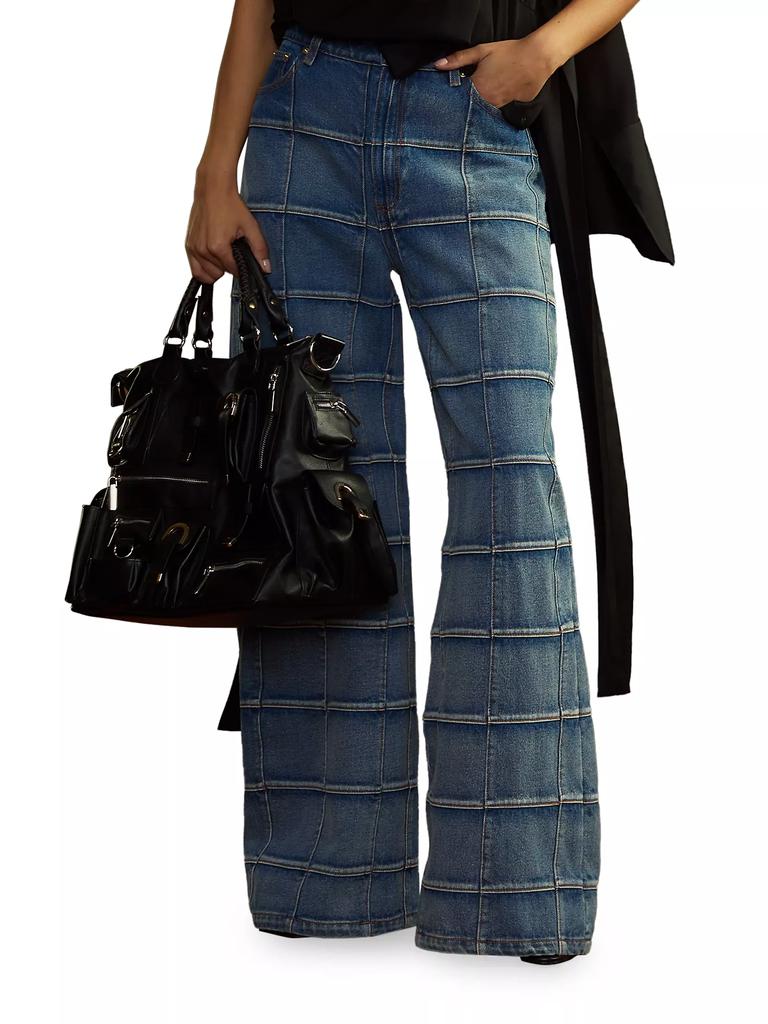 Cynthia Rowley Windowpane Flared High-Rise Jeans