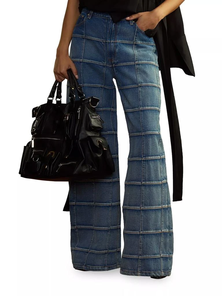 Cynthia Rowley Windowpane Flared High-Rise Jeans 1