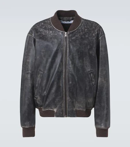 Acne Studios Distressed leather bomber jacket 1